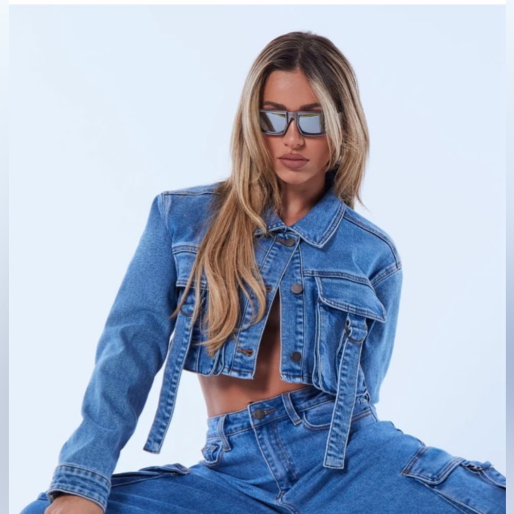 NWT Fashion Nova Love Hurts denim cropped jacket